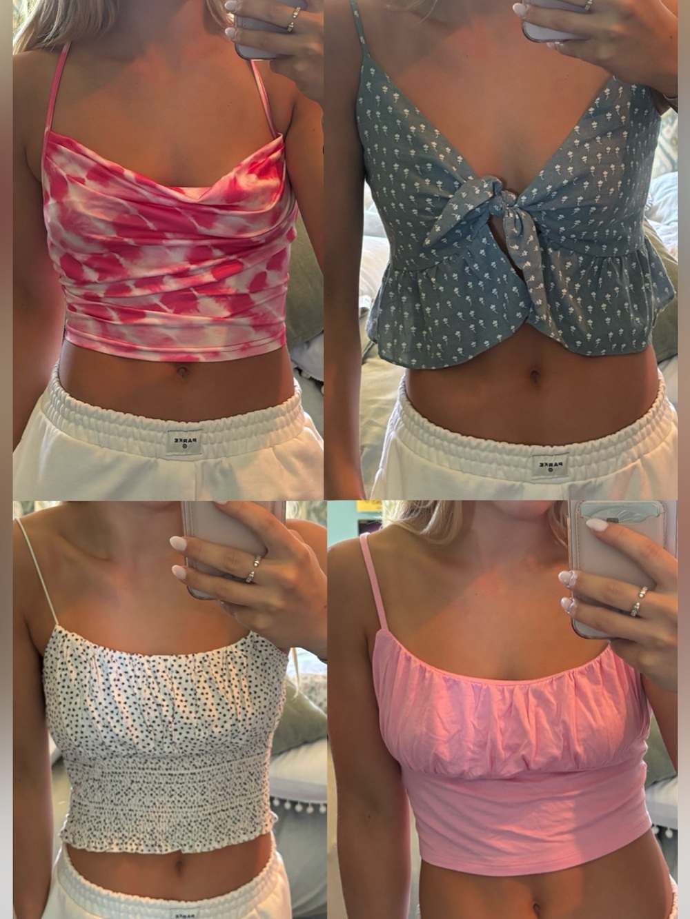 Collection of Women’s Crop Tops in Pink, White and Blue - Multi-Pack Styles